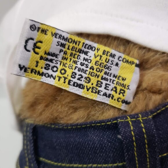 Vermont Teddy Bear Company Brown Bear Jointed Love Tattoo White Shirt Jeans - Picture 9 of 9